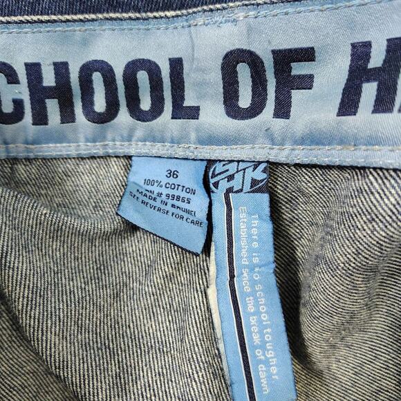 VTG Y2K School of Hard Knocks Men's Medium Wash Baggy Denim Cargo Short Size 36 - Picture 3 of 11